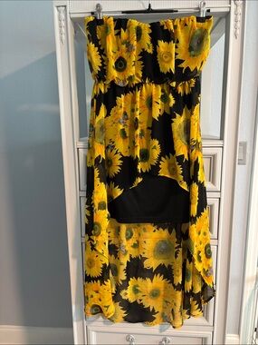 Must Have Black and Yellow Sunflower High-Low Dress